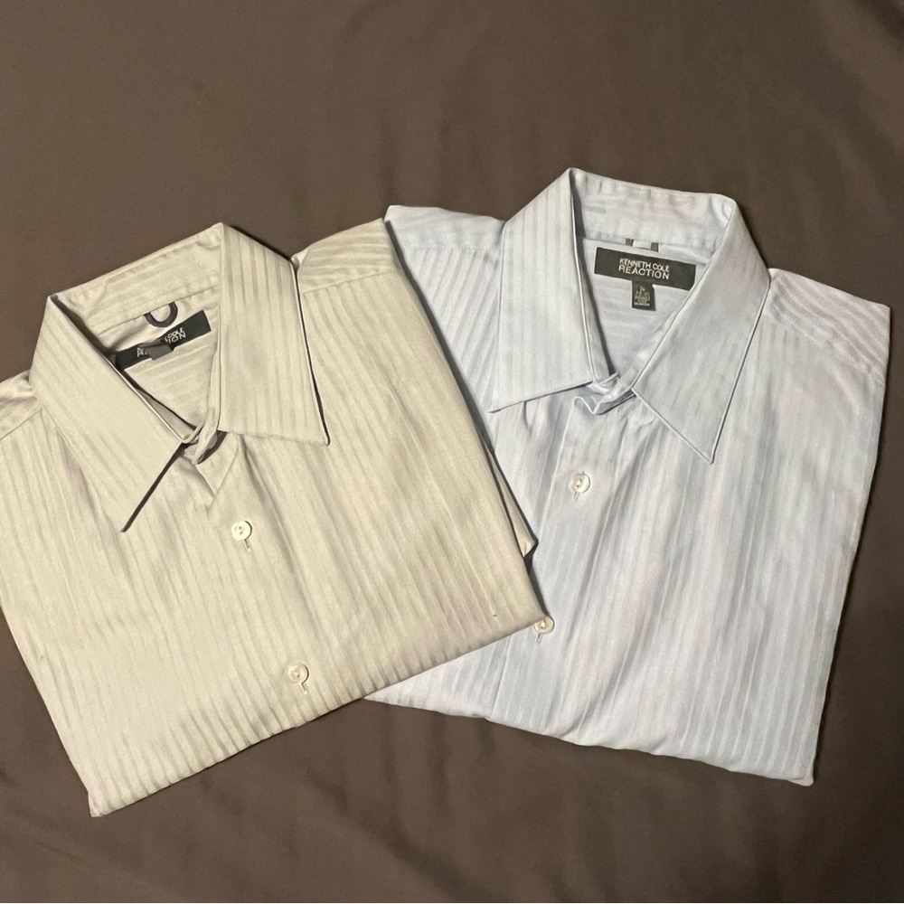 Men’s Kenneth Cole L 16/34 button ups Blue and Grey